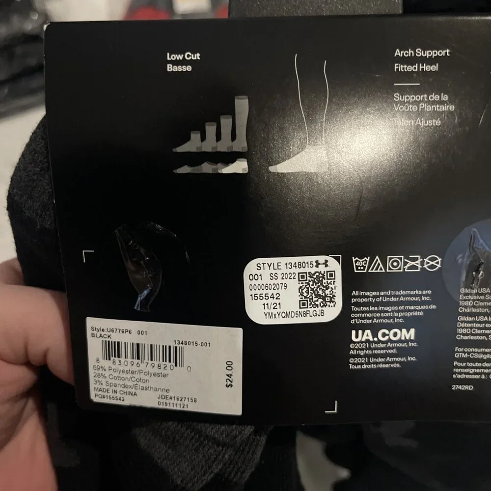 UNDER ARMOUR UA XL 12-16 Performance Tech Cushioned No-Show 6-Pack Black - Picture 6 of 6